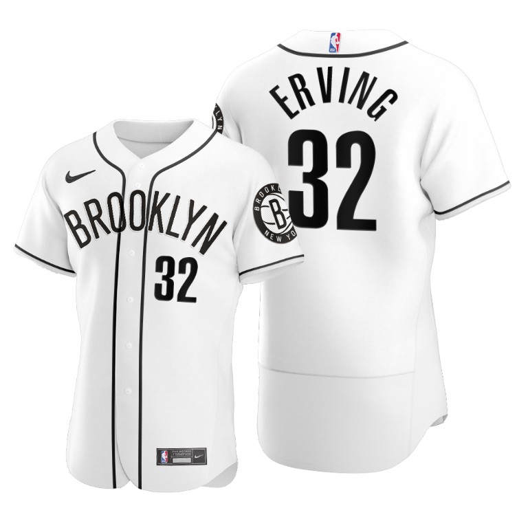 Men's Brooklyn Nets #32 Julius Erving 2020 White NBA X MLB Crossover Edition Stitched Jersey